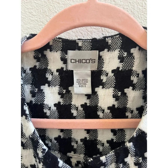 CHICOS Houndstooth One Button Cardigan Black White Size Small - Picture 4 of 5